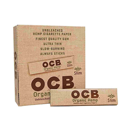 OCB Organic Hemp Unbleached Slim Rolling Papers 24 Pack Box
