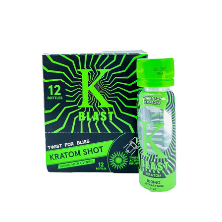 K Blast - Kratom Shot - 2 oz Bottle - 12 Bottles Per Box K Blast - Kratom Shot - 2 oz Bottle - 12 Bottles Per Box