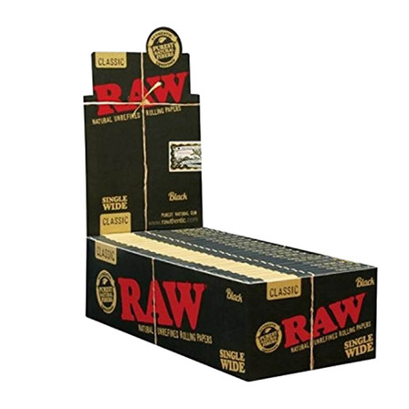 Raw Black - Single Wide - Rolling Papers - 25 Packs Per Box Raw Black - Single Wide - Rolling Papers - 25 Packs Per Box