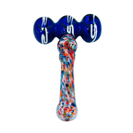 Handpipe - 7 Inch - With Triple Bowl - Assorted Colors Handpipe - 7 Inch - With Triple Bowl - Assorted Colors