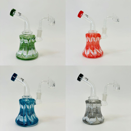 Helios Glass Waterpipe - 6 Inch - Raked with Bent Neck and Banger Helios Glass Waterpipe - 6 Inch - Raked with Bent Neck and Banger