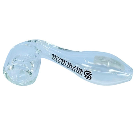 Sense Glass Sherlock Handpipe 4 Inch -  Flower Clear - Hpsg28