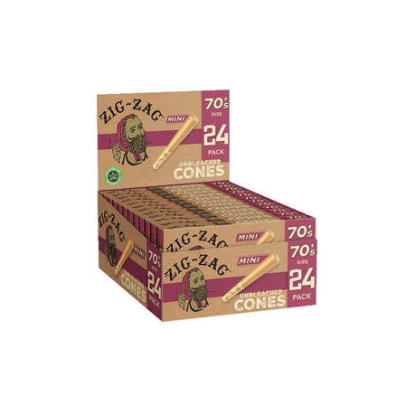 Zig Zag Mini Unbleached Cones - 70mm - 24 Cones Per Pack Zig Zag Mini Unbleached Cones - 70mm - 24 Cones Per Pack