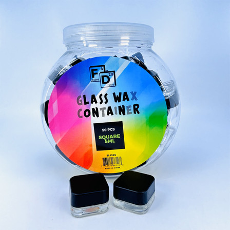 Glass Wax Container Square - 5ml - 50 Count Per Jar Glass Wax Container Square - 5ml - 50 Count Per Jar