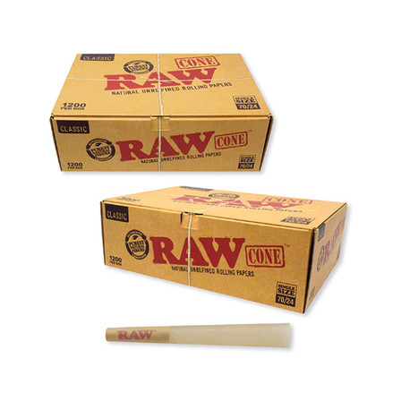 Raw Classic Cones - Bulk - 70 mm / 24 mm - 1200 Pieces Per Box Raw Classic Cones - Bulk - 70 mm / 24 mm - 1200 Pieces Per Box