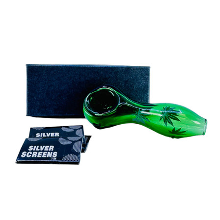 4 Inch Handpipe - Green Leaf Design 4 Inch Handpipe - Green Leaf Design