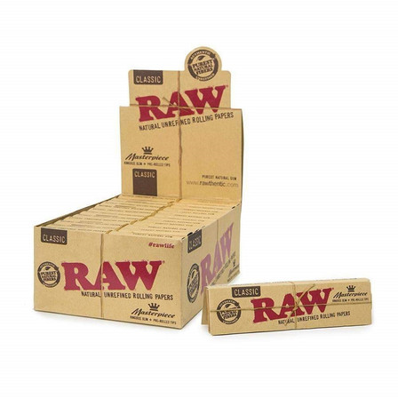 Raw Classic Masterpiece Slim Rolling Papers With Pre Rolled Tips - King Size - 24 Counts Per Box Raw Classic Masterpiece Slim Rolling Papers With Pre Rolled Tips - King Size - 24 Counts Per Box