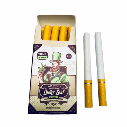 Lucky Leaf Hemp Cigarettes - 7 grams Net Weight - 10 Count Per Pack