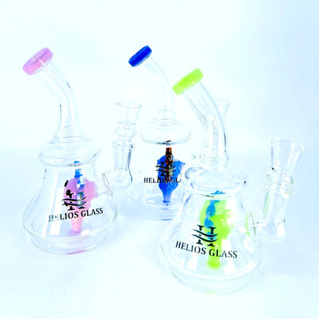 Helios Glass Bell Waterpipe With Random Showerhead Perc - 6 Inch - Wptg110 - Assorted Colors - Price Per Piece