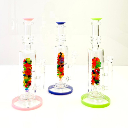 Sense Glass Straight Waterpipe With Inline Perc - 12 Inch - Water Beads - WPSC2471 Sense Glass Straight Waterpipe With Inline Perc - 12 Inch - Water Beads - WPSC2471