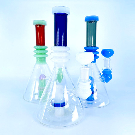 Beaker Waterpipe With Multi Rings & Showerhead Perc - 8.5 Inch - WPAG94 Beaker Waterpipe With Multi Rings & Showerhead Perc - 8.5 Inch - WPAG94