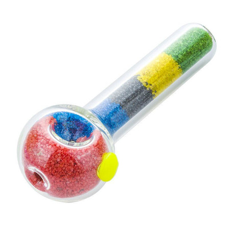 Handpipe 4" Inch - Sand Filled Multi-colored Glow in the Dark Handpipe 4" Inch - Sand Filled Multi-colored Glow in the Dark