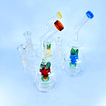 Bent Neck Waterpipe With Pineapple Showerhead Perc - 7 Inch - WPAG91 Bent Neck Waterpipe With Pineapple Showerhead Perc - 7 Inch - WPAG91