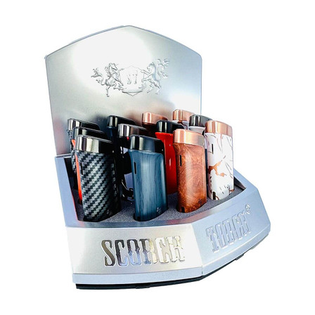 Scorch Torch - Triple Torch - Auto Open Cigar Punch - 12 Pieces Per Display - 61697-3T Scorch Torch - Triple Torch - Auto Open Cigar Punch - 12 Pieces Per Display - 61697-3T