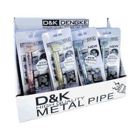 D and K Dengke - 5 Inch Metal Pipe - With Screen - Mix Etched Design - 16 Counts Per Display - DK8818GL D and K Dengke - 5 Inch Metal Pipe - With Screen - Mix Etched Design - 16 Counts Per Display - DK8818GL