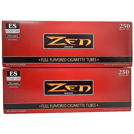 Zen Full Flavoured Cig Tubes - 100mm K/s - 17mm Filter 250 Pack Per Bx Zen Full Flavoured Cig Tubes - 100mm K/s - 17mm Filter 250 Pack Per Bx