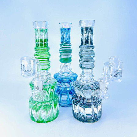 Helios Glass Waterpipe - 8 Inch Raked With Banger 