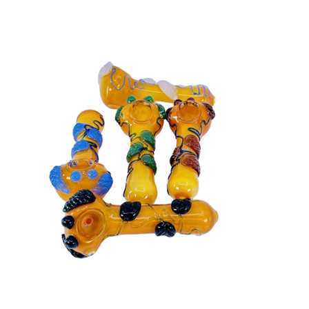 Handpipe 4" Inch Gold With Leaves Design Per Piece