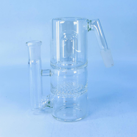 CHAC075 - Clear Ash Catcher 14 Male - 14 Female - 45 Degree With Double Perc CHAC075 - Clear Ash Catcher 14 Male - 14 Female - 45 Degree With Double Perc