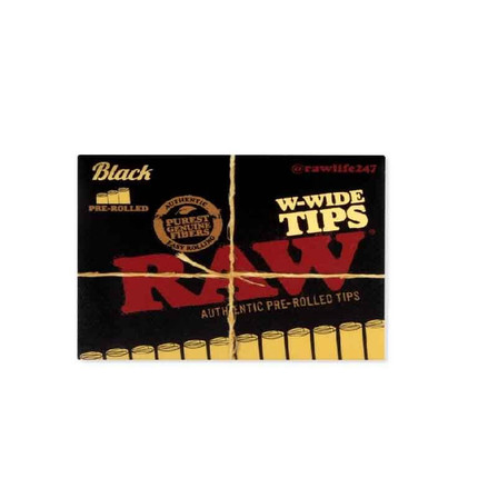 Raw Black - Pre Rolled Wide Tips - 18 Piece Per Pack - 20 Piece Per Box Raw Black - Pre Rolled Wide Tips - 18 Piece Per Pack - 20 Piece Per Box