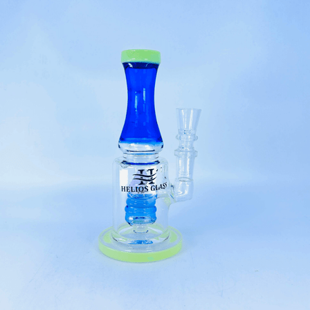 Waterpipe 7" Inches- Colored Neck With Hive Showerhead Perc-WPTG105-Blue Green