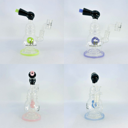 Helios - 7 Inch Glass Waterpipe - With Donut Showerhead Perc and Banger