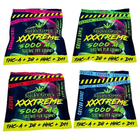 Sticky Green Xxxtreme - Live Resin Delta 8+Delta 11+Thc-A+Hhc - 5000 mg Gummies Sticky Green Xxxtreme - Live Resin Delta 8+Delta 11+Thc-A+Hhc - 5000 mg Gummies