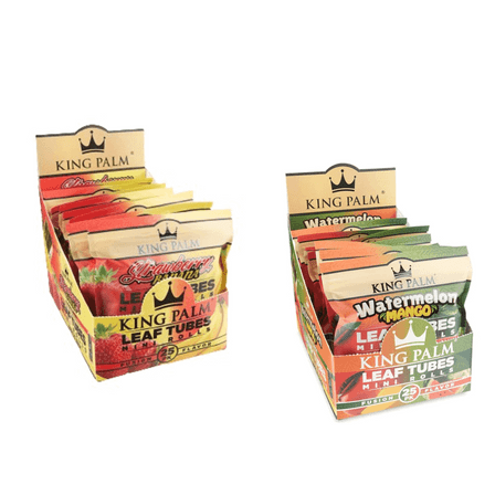 King Plam Mini Rolls Leaf Tubes -1 Gram - 25 Count Per Pack - 8 Pack Per Box