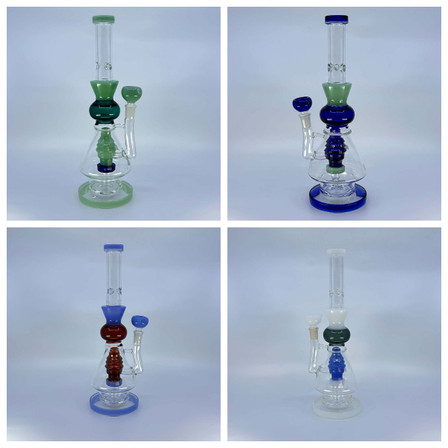 Color Rim Waterpipe With Hive Showerhead Prec - 12 Inch - WPAG147