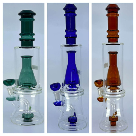 Straight Waterpipe With Double Perc - 13 Inch - WPAG150 Straight Waterpipe With Double Perc - 13 Inch - WPAG150