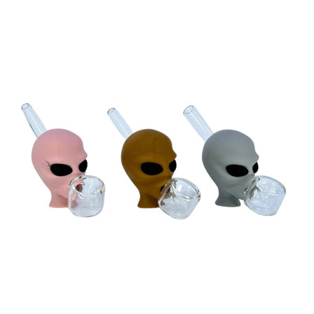 Handpipe 4" Silicone With Glass - Alien Head - 4 Handpipes Per Pack Handpipe 4" Silicone With Glass - Alien Head - 4 Handpipes Per Pack