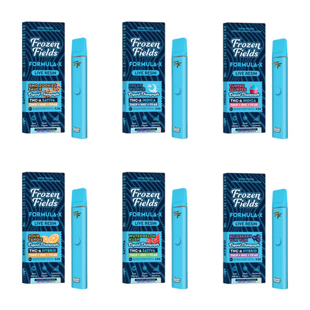 Frozen Fields Formula-X Live Resin Diamonds - THC-A + THC-P + HHC + Delta 8 - 3.5 Gram Disposable Frozen Fields Formula-X Live Resin Diamonds - THC-A + THC-P + HHC + Delta 8 - 3.5 Gram Disposable