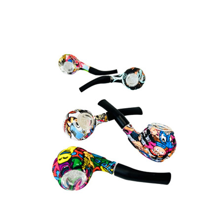 HPGC1 - 5 Inch Silicone Handpipe - Sherlock Print - Assorted Colors