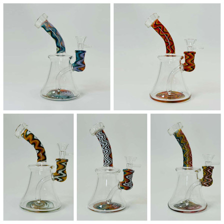 Bent Neck Wigwag Mini Waterpipe - 6 Inch - WPFC6
