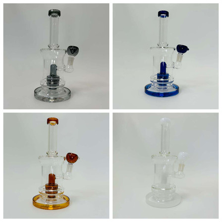 Waterpipe With Color Rim And Ufo Perc - 9 Inch - WPAG124