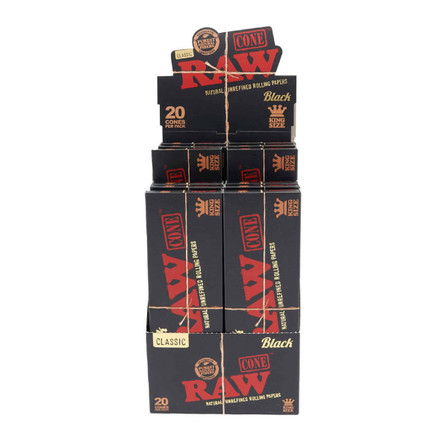 Raw Black Classic Cone - King Size - 20 Counts Per Pack - 12 Packs Per Display Raw Black Classic Cone - King Size - 20 Counts Per Pack - 12 Packs Per Display