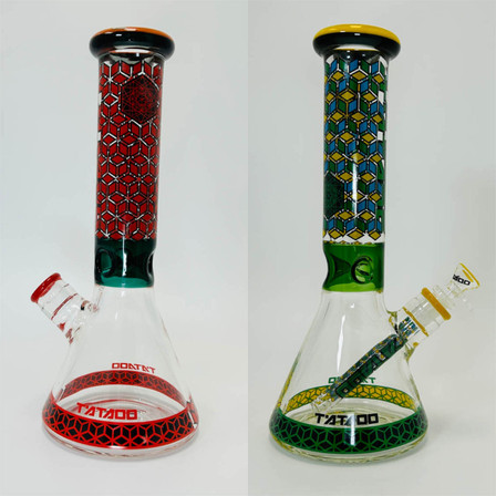 Tattoo Beaker Waterpipe with Ice Pincher, Design Tube and Vase - 12 Inch - C91 Tattoo Beaker Waterpipe with Ice Pincher, Design Tube and Vase - 12 Inch - C91
