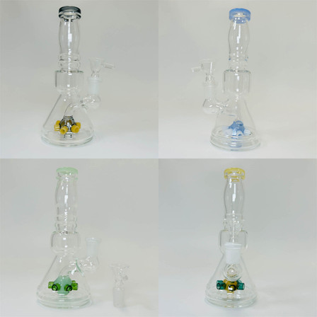 Waterpipe Beaker with Colored Mouthpiece and Shower Head Perc - 6.5 Inch - WPTG46