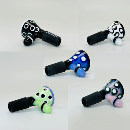 Aleaf Bowl -14 Mm Male With Handle and Dots (ALB1019-BLK/GN/PI/PU/WH)