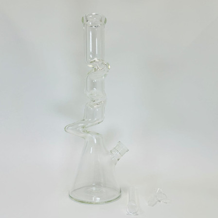 Waterpipe 18-inch Beaker 7mm With Zig-zag Clear