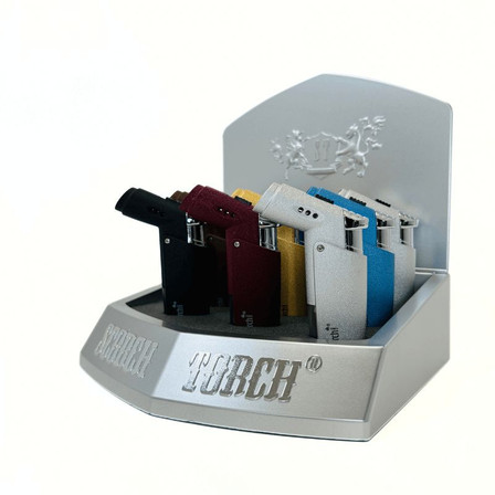 Scorch Torch 45 Degree Torch- Satin Finish - Hold Button - 9 Count With Display - 61716 - Assorted Scorch Torch 45 Degree Torch- Satin Finish - Hold Button - 9 Count With Display - 61716 - Assorted