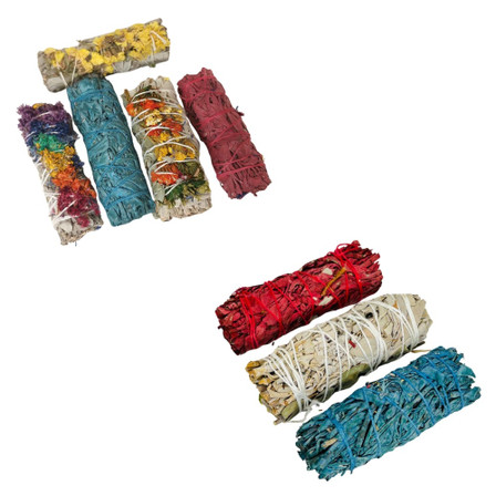 Sage Bundle With Flowers - White - 4 Inch - Assorted - 7 Counts Per Pack Sage Bundle With Flowers - White - 4 Inch - Assorted - 7 Counts Per Pack