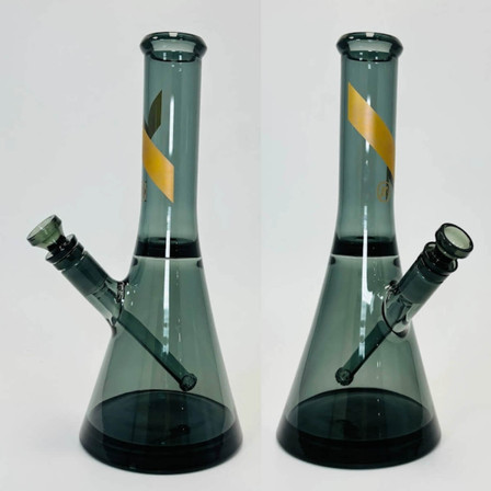 Marley Natural Waterpipe - 12-inchs - Smoked Glass With Gold Stripe Decal Marley Natural Waterpipe - 12-inchs - Smoked Glass With Gold Stripe Decal
