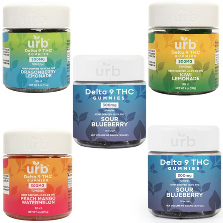 Urb Delta 9 - 300mg Gummies - 30 Counts Per Jar Urb Delta 9 - 300mg Gummies - 30 Counts Per Jar