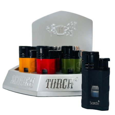 Scorch Torch - Auto Open With Cigar Punch- 12 Piece Per Display- 61678-3T Scorch Torch - Auto Open With Cigar Punch- 12 Piece Per Display- 61678-3T