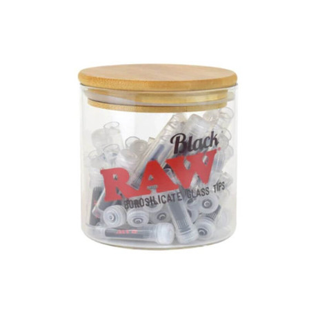 Raw Black Glass Tips - 50 counts Per Jar Raw Black Glass Tips - 50 counts Per Jar