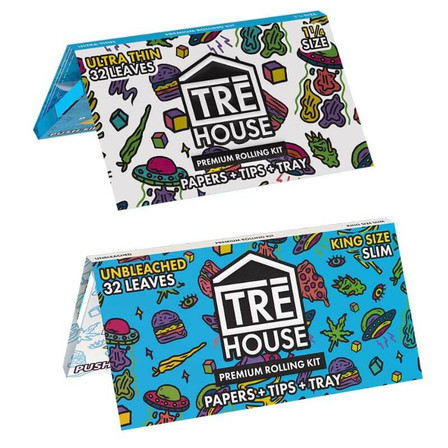 Tre House - Premium Rolling Kit - Papers and Tips - Tray - 1 1/4 Size - 32 packs - 20 Packs Per Box Tre House - Premium Rolling Kit - Papers and Tips - Tray - 1 1/4 Size - 32 packs - 20 Packs Per Box