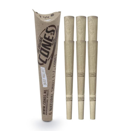 The Original Cones Natural Pre-rolled Papers Small 1 1/4 Size Cones 84mmx26mm - 6 Per Pack - 32 Counts Per Box - Paper pack - Unbleached