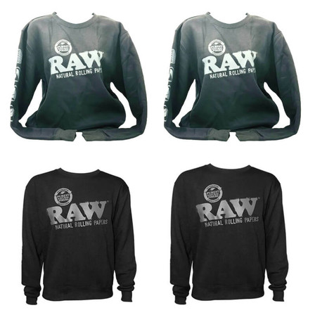 Raw - Black Crewneck - Sweatshirt With Zipper Pocket Raw - Black Crewneck - Sweatshirt With Zipper Pocket