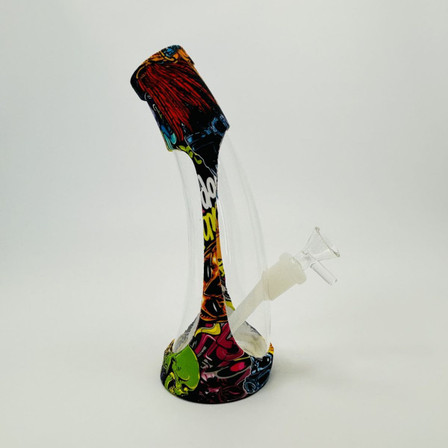 Silicone and Glass Waterpipe - 9 Inches 